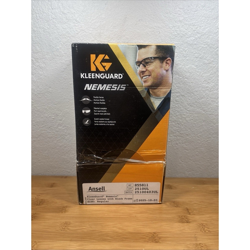 KLEENGUARD NEMESIS BLACK FRAME SAFETY GLASSES WORK CLEAR LENS 25676 (12 PAIR)